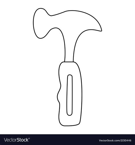 Hammer Outline Isolated On White Background Vector Image
