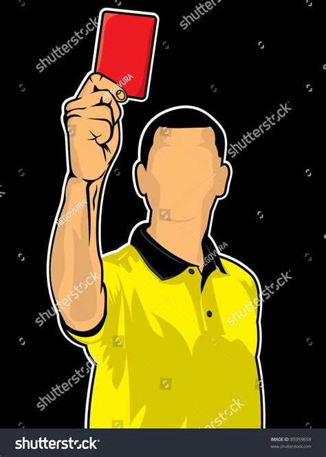 Soccer Referee Giving Red Card Football Judge Hand With Red Card