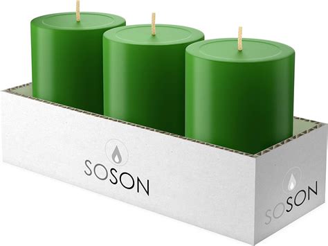 Simply Soson 3 X 4 Inch Green Unscented Pillar Candle Bulk