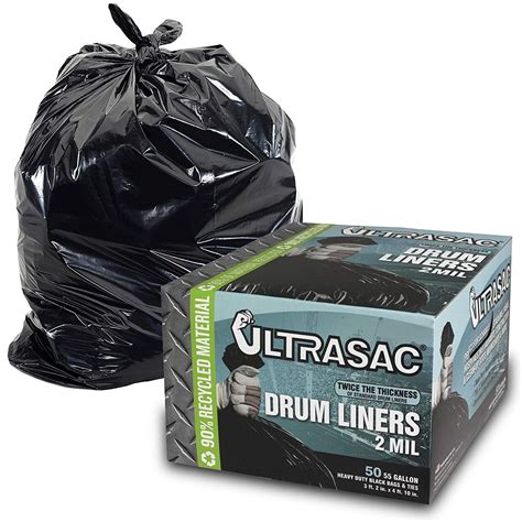 Heavy Duty 55 Gallon Trash Bags Large 50 Pack W Ties 2 Mil