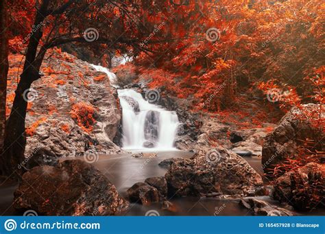 Cascade Waterfall In Autumn Foliage Colors Stock Photo Image Of