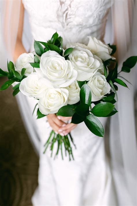 Bluegrass Chic Long Stem Rose Bouquet White Rose Bouquet Bridal