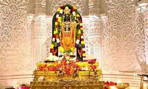 Ayodhya The Idol Of Ram Lalla After The Pran Pratishtha Ceremony At The Shri Ram Janmaboomi