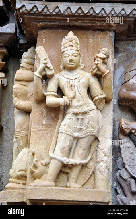 Sculpture Khajuraho Lord Vishnu Madhya Pradesh India Asia Stock Photo