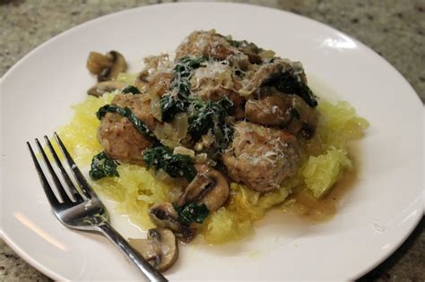Spaghetti Squash With Turkey Meatballs Whats Cooking On Planet Byn