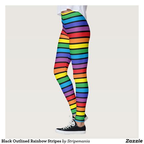 Black Outlined Rainbow Stripes Leggings Leggings Pattern