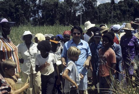 Jim Jones Center Surrounded By Peoples Temple Members Jonestown Guyana Unknown Free