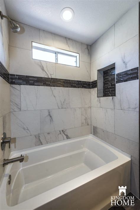 Bathtubs + _ all bathtubs; Black and White Tub Shower Combo | Tub shower combo, Bathrooms remodel, White tub