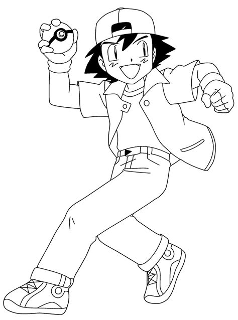 Pokemon Ash Ketchum 2 Coloring Page Anime Coloring Pages