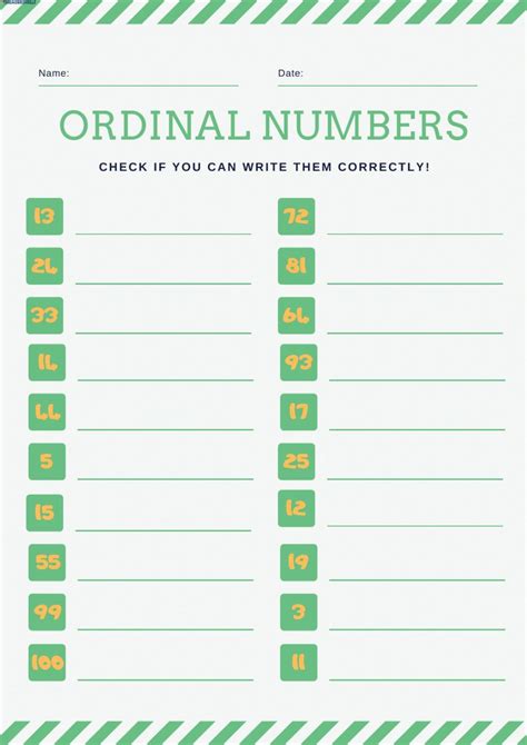 Ordinal Numbers Ficha Por Jnojszewska Ordinal Numbers Number