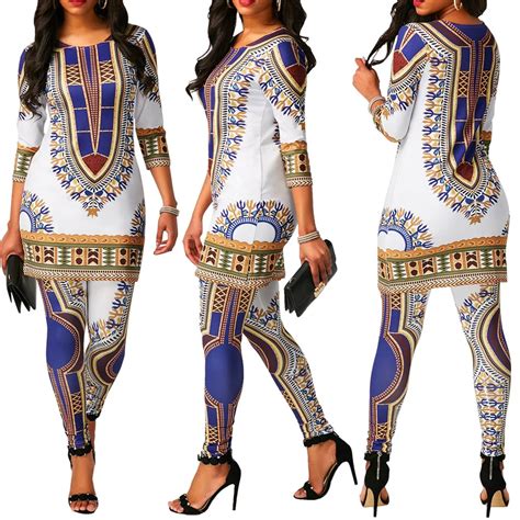 African Print Clothes For Women Dashiki Traditional African 2 Two Piece