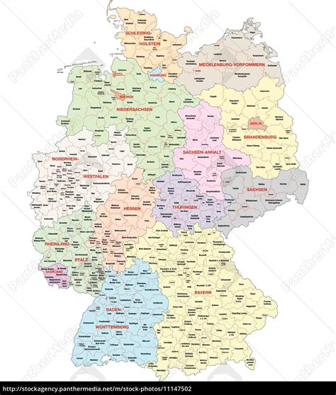 Administrativ Kort Over Tyskland Stockphoto 11147502