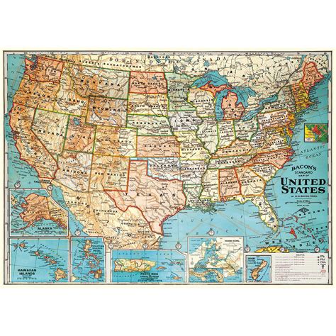 United States Territories Map Vintage Art Poster At Retro Planet