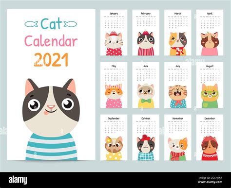 Calendario Cat Color Regalo Calendario 2021 Con Gatos Lindos