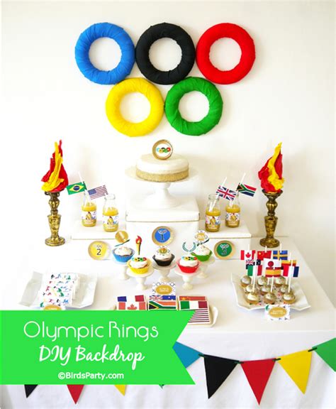 Ski themed party, skier birthday party, ski hill topper, winter party decorations rsvppartydecor. DIY Olympic Rings Dessert Table Backdrop - Party Ideas ...