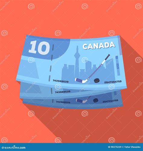 Canadian Dollar Canada Single Icon In Flat Style Vector Symbol Stock