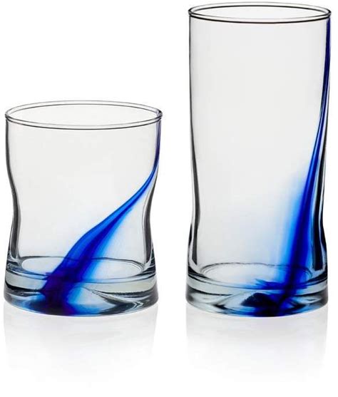 Libbey Blue Ribbon Impressions 16 Piece Glass Assorted Glassware Set Glass Jug Shot Glass Mens