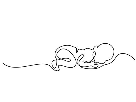 Continuous Line Drawing Cute Baby Lying Continuous Line Drawing Line