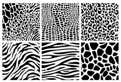 Premium Vector | Set of seamless animal print pattern black and white