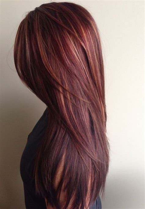 Mahogany Hair Color With Caramel Highlights