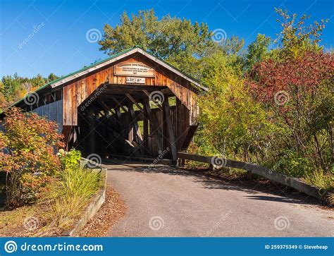 Poland Covered Bridge Near Cambridge In Vermont Stock Image Image Of
