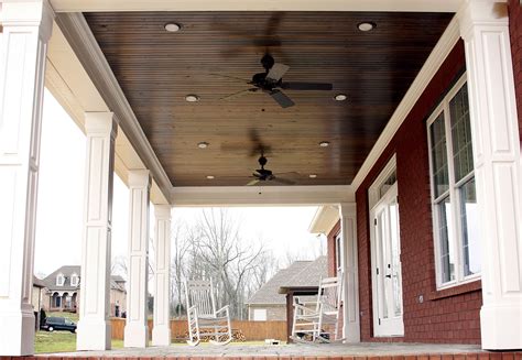 True Beadboard Porch Ceiling Over Stained Concrete