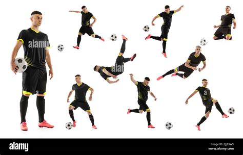 Sport Movements Set Collage Made Of Shots Of Male Professional Soccer