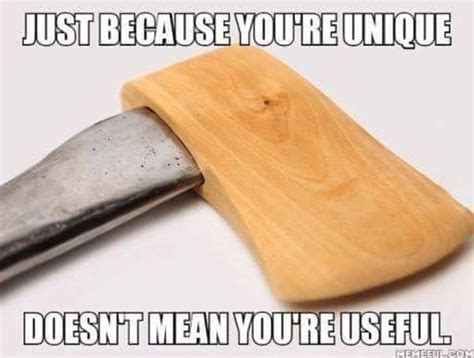 Just Because You Re Unique Doesn T Mean You Re Useful Work Humor Funny Memes Funny Pictures
