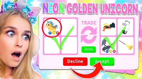Trading Neon Golden Unicorns In Adopt Me Roblox Youtube