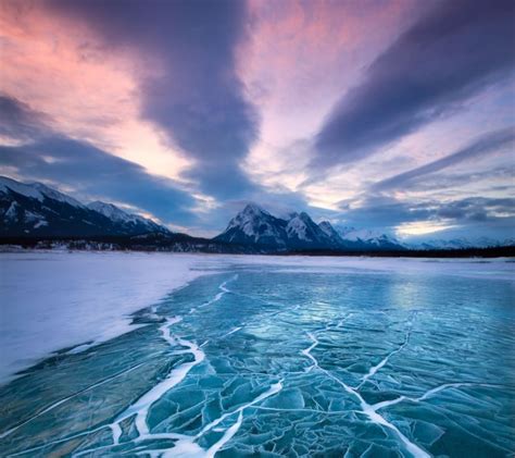 Cloud Earth Frozen Lake Mountain Snow Sunset Winter Wallpaper