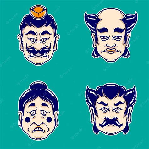 Premium Vector Japanese Cute Mask Vector Set