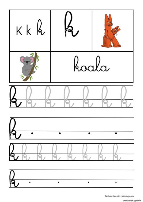 Coloriage Lettre K Pour Koala Ecriture Cursive Gs