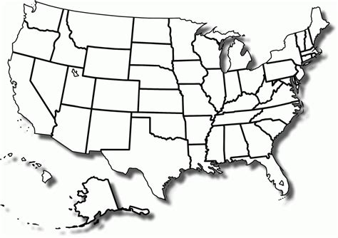 Outline Map Of The 50 Us States Throughout 50 States Map Blank