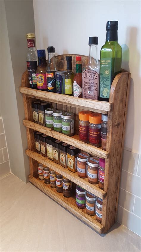 Handmade Rustic Wooden Spice Rack Wall Mountable On Request Etsy Uk