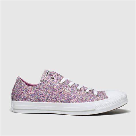 Womens Pink Converse All Star Glitter Ox Trainers Schuh