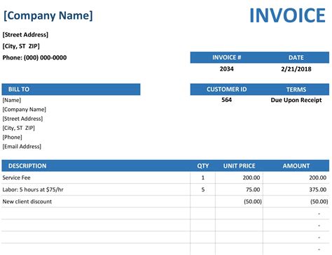 Free Excel Service Invoice Templates Qualads