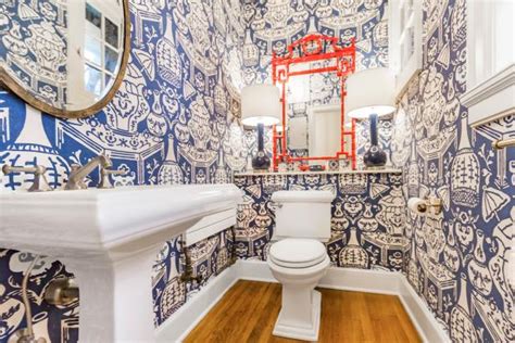 Eclectic Powder Room With Vibrant Wallpaper Hgtv
