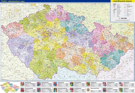 Foto Česká republika administrativní mapa 1 500 tis Kartografie