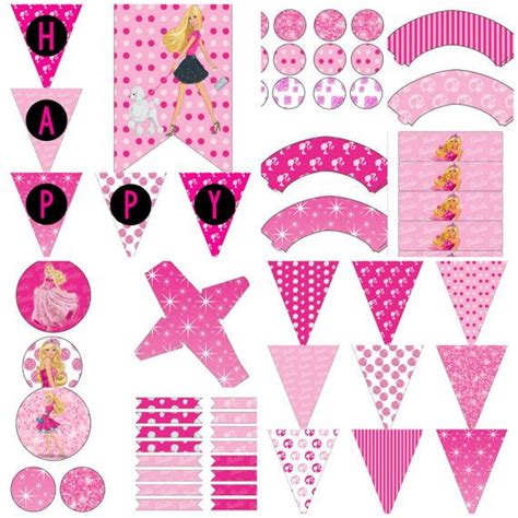 Barbie Birthday Party Decoration Kit With Pink And White Polka Dotty