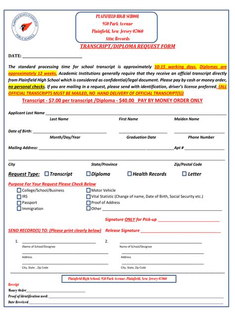 Fillable Online Transcript Diploma Request Form Fax Email Print Pdffiller