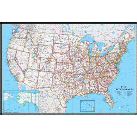 24x36 United States Usa Us Classic Wall Map Poster Mural Laminated