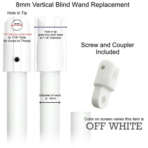 Vertical Blind Rod Tilt Wand Replacement W Coupler And Screw 2 Pieces