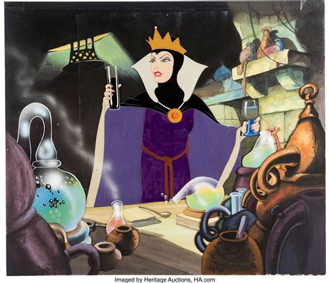Snow White And The Seven Dwarfs Evil Queen Production Cel Courvoisier Setup Walt Disney