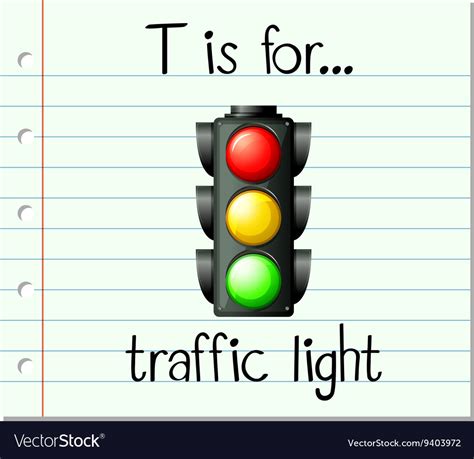 Flashcard Letter T Is For Traffic Light Royalty Free Vector