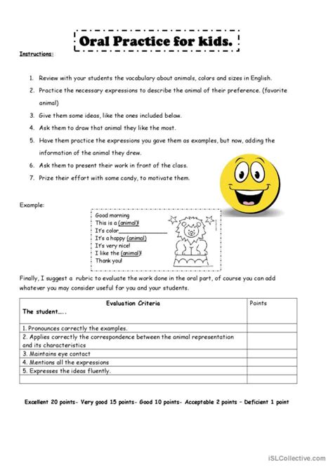 Oral Practice For Kids English Esl Worksheets Pdf And Doc