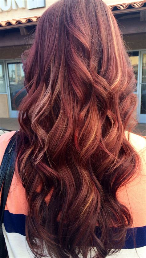 Red With Blond Peekaboo Highlights Mahogany Hair Hair