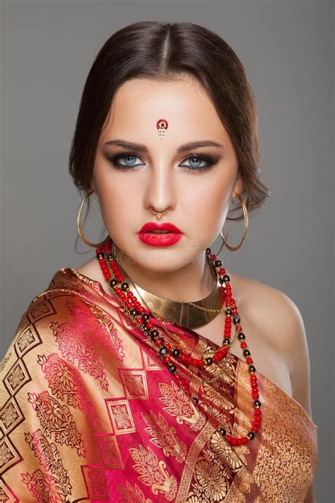 Portrait Of Beautiful Indian Woman Young Indian Woman Model Stock