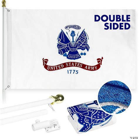 G128 6 Feet Tangle Free Spinning Flagpole White Us Army Double Sided