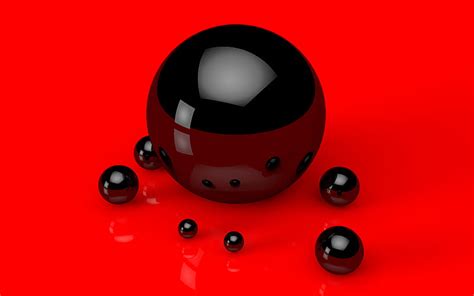 Abstract Ball 3d Black Cgi Digital Art Red Reflection Sphere