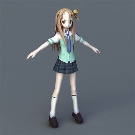Anime Schoolgirl 3d Model 3ds Max Files Free Download Cadnav